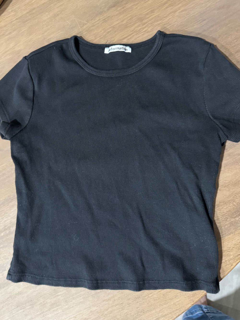 Reformation Black Ribbed Short-Sleeve Tee
